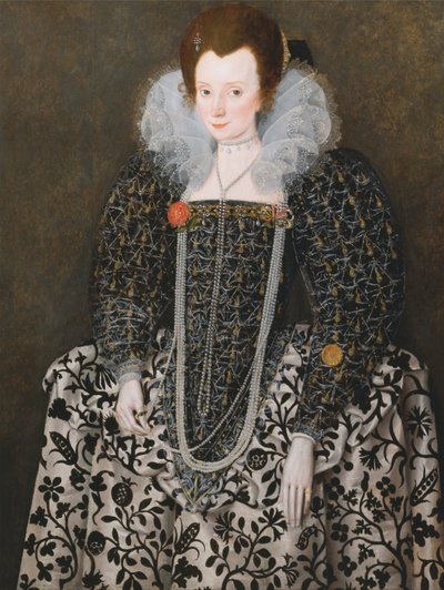 Portret van een Vrouw, Traditioneel Geïdentificeerd als Mary Clopton (geboren Waldegrave), van Kentwell Hall, S... door Robert Peake